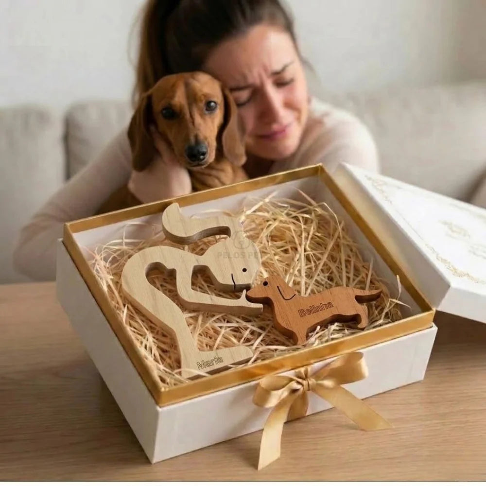 Escultura em Madeira Salsicha (Dachshund)