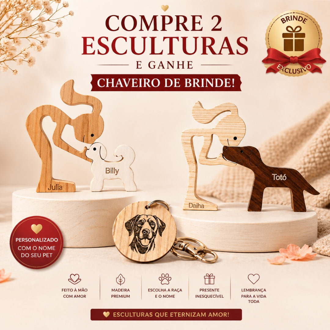 Kit 2 Esculturas Personalizadas + Chaveiro Personalizado de Brinde