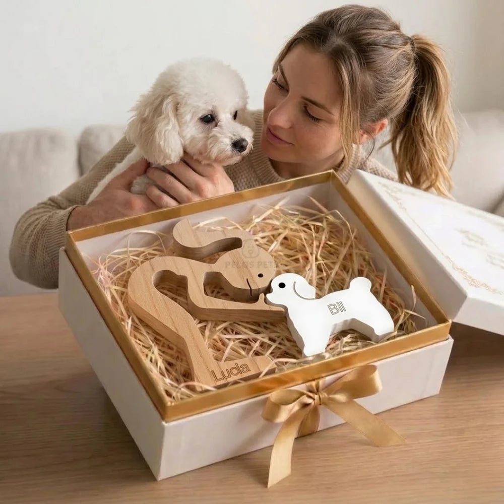 Escultura em Madeira Poodle