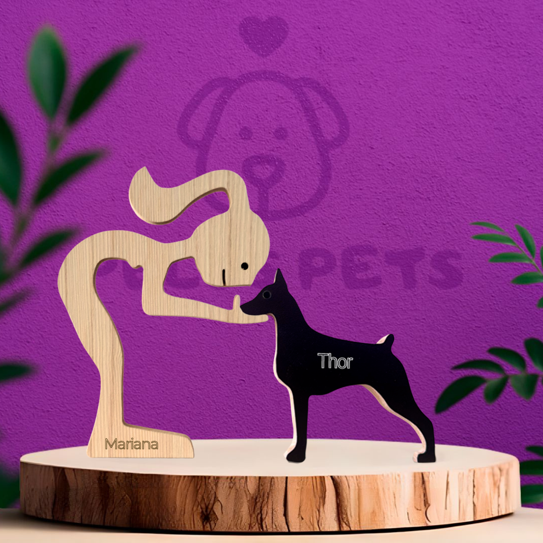 Escultura em Madeira Doberman