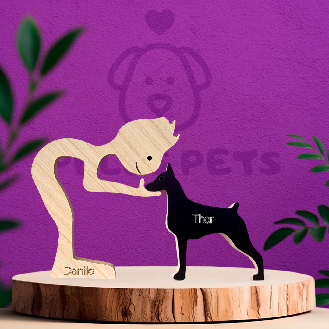 Escultura em Madeira Doberman