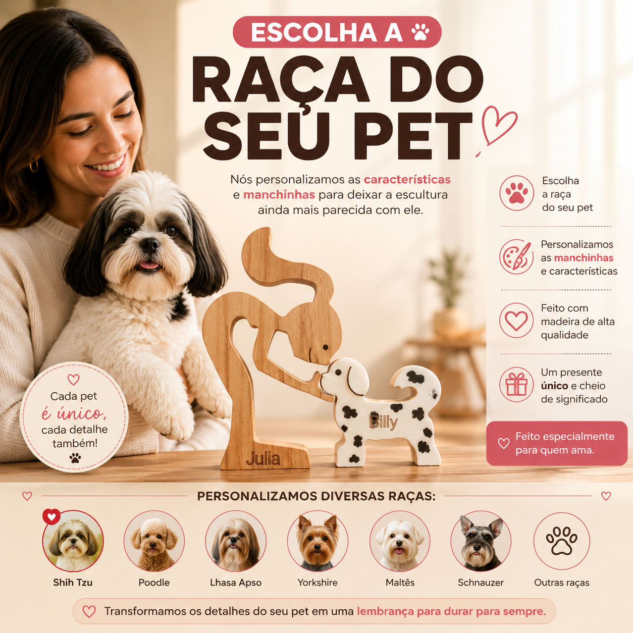 Escultura Pet Personalizada com Manchas
