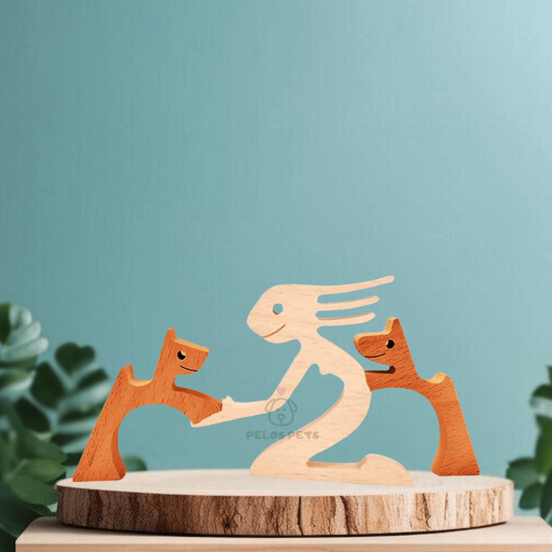 Escultura em Madeira Blue Heeler (Boiadeiro-australiano)