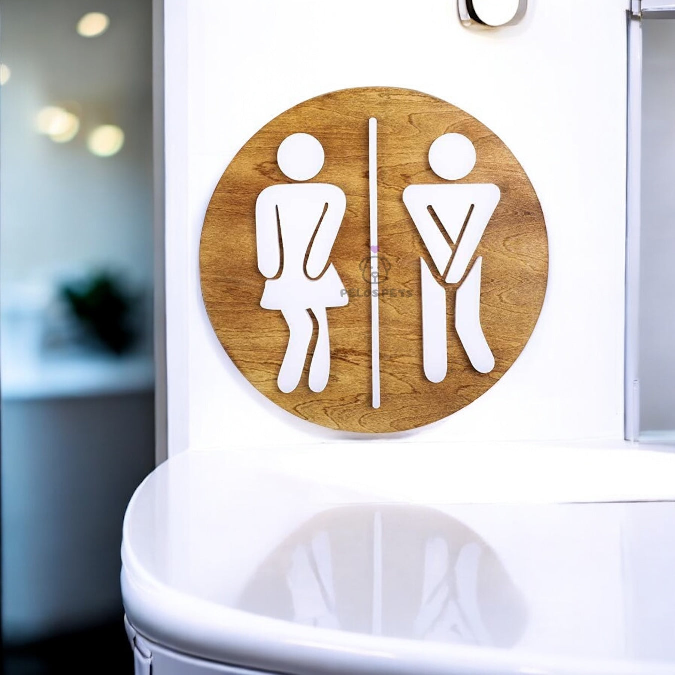 Placa de Sinalização para Banheiro em MDF - Design Criativo e Moderno