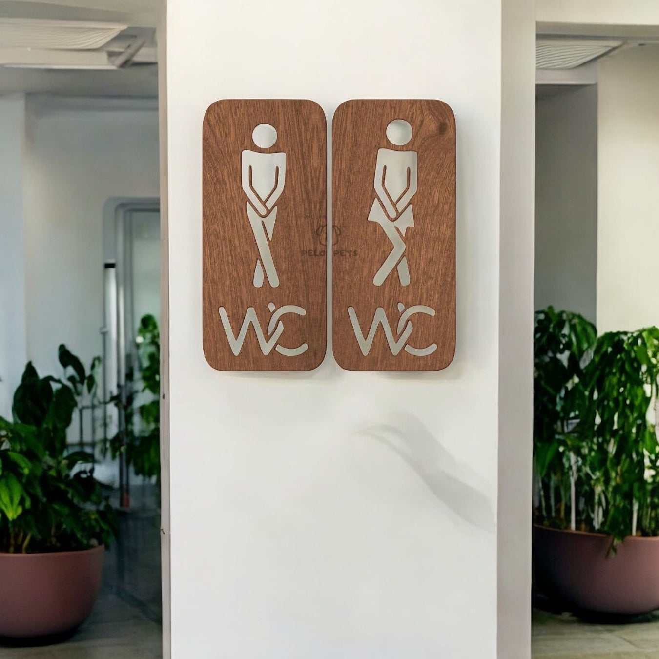 Placa de Sinalização para Banheiro em MDF - Design Criativo e Moderno