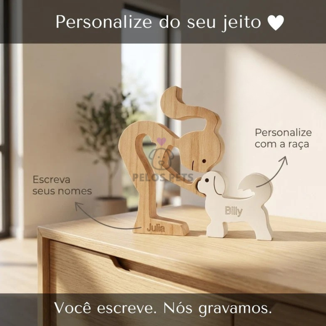 Escultura Personalizada Pet em Madeira MDF + Presente Misterioso