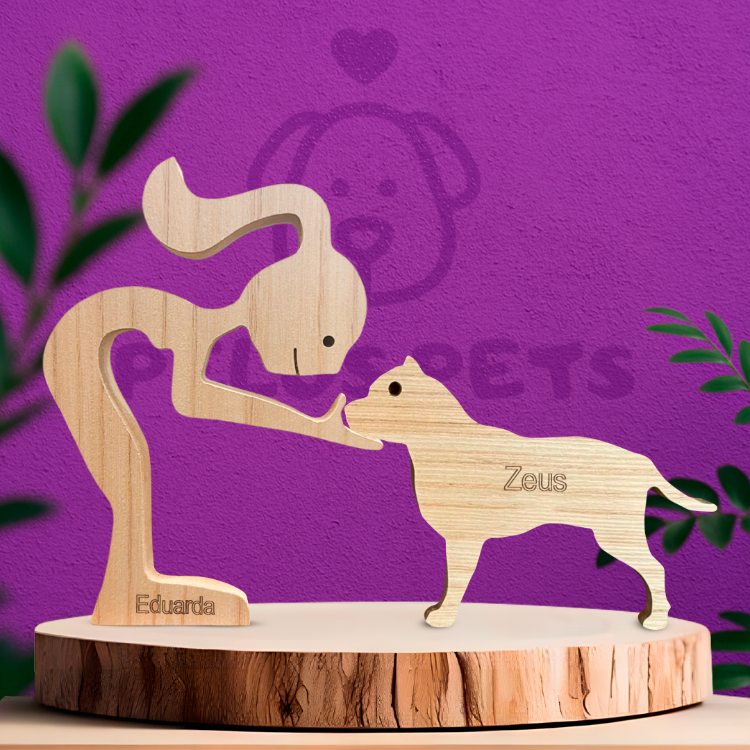 Escultura em madeira American Bully