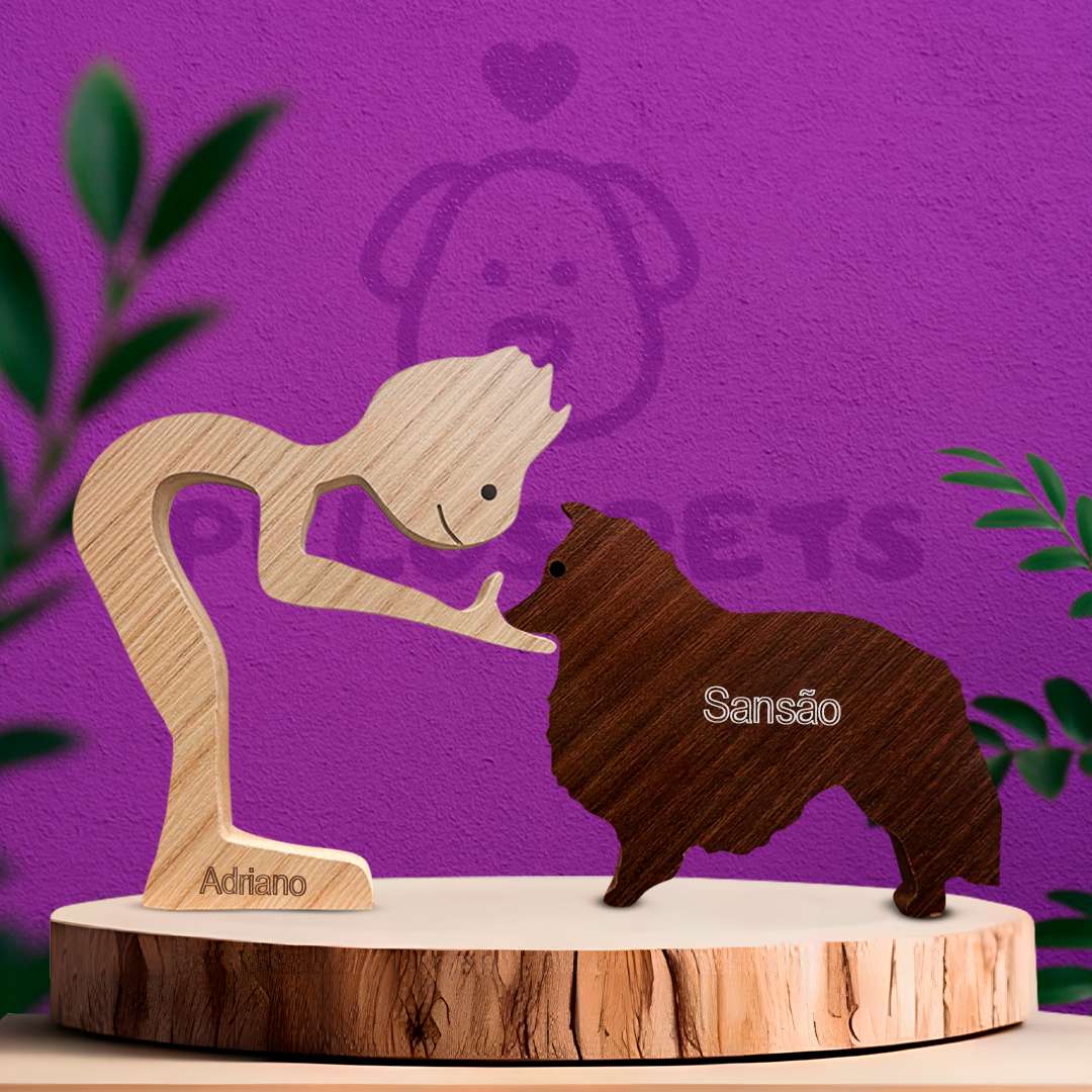 Escultura em Madeira Pastor Shetland