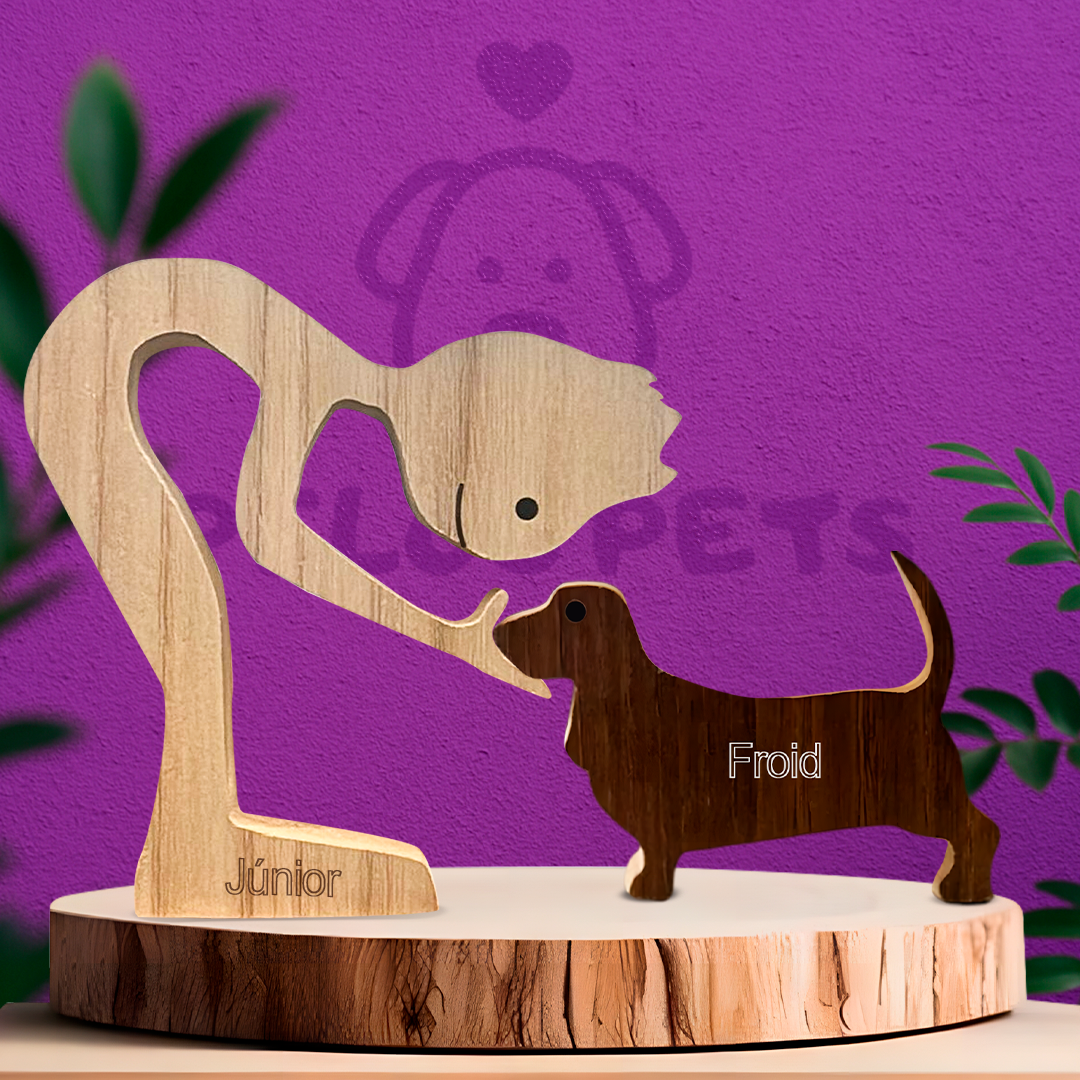 Escultura em Madeira Basset Hound