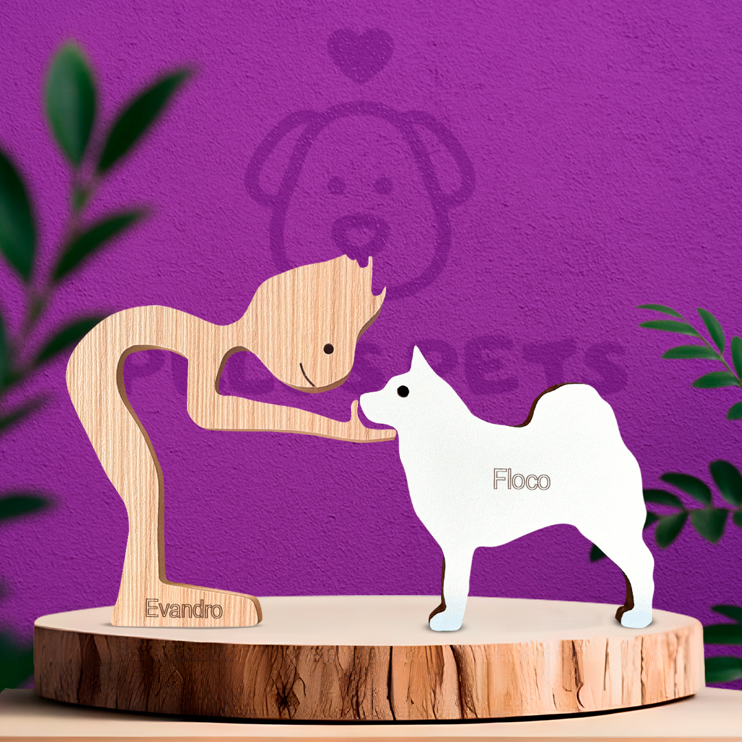 Escultura em Madeira Husky Siberiano