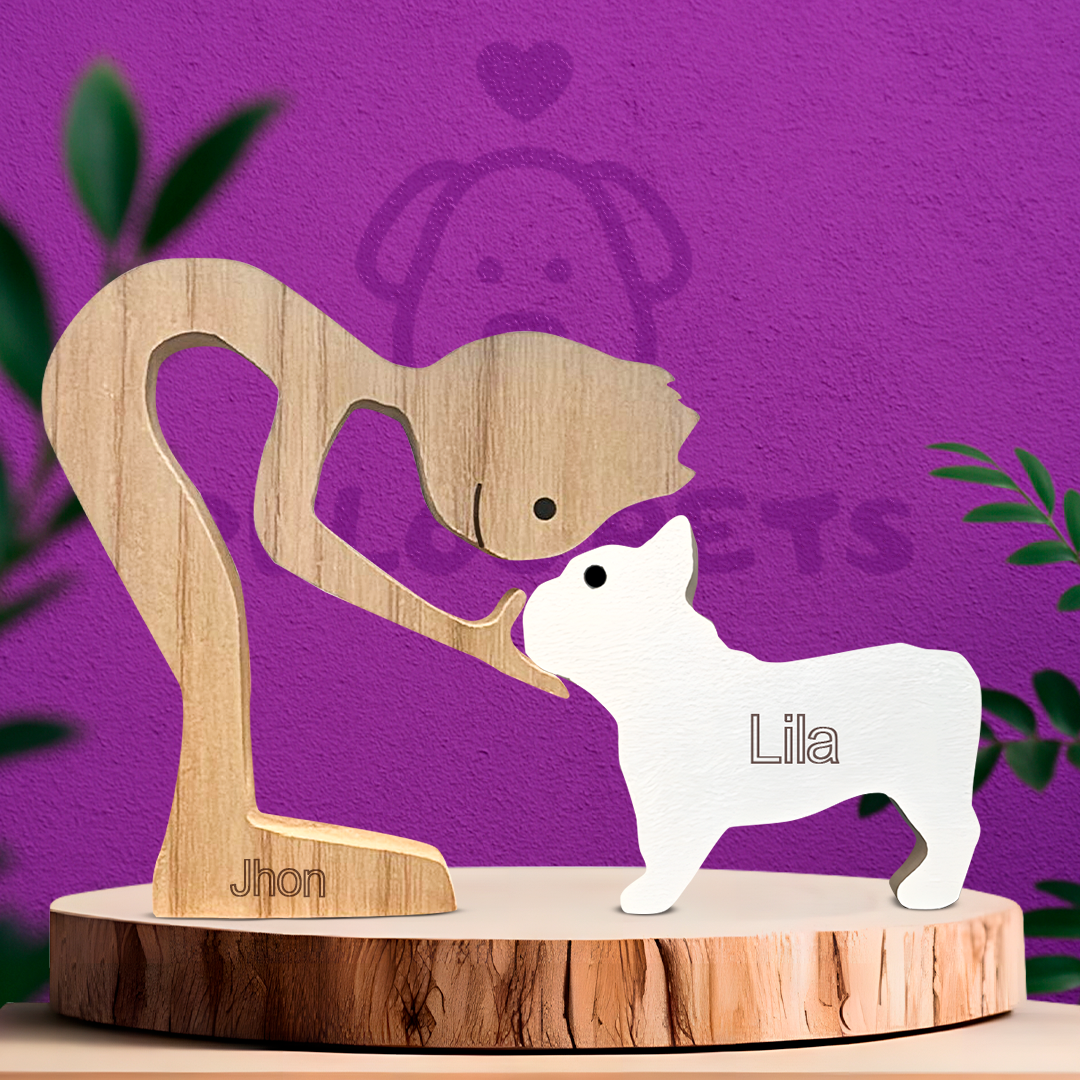 Escultura em Madeira Buldogue Francês