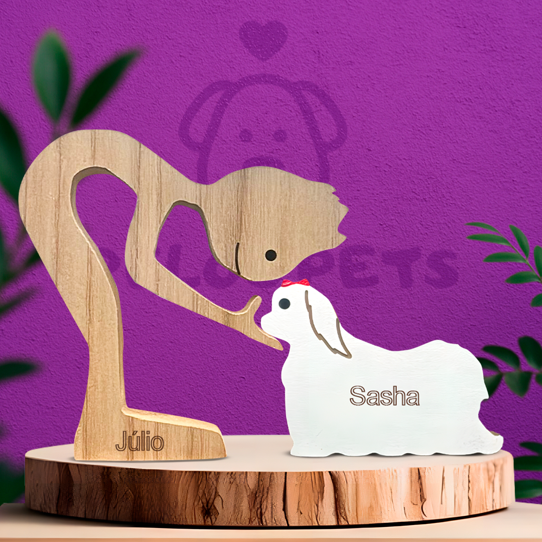 Escultura em Madeira Lhasa Apso