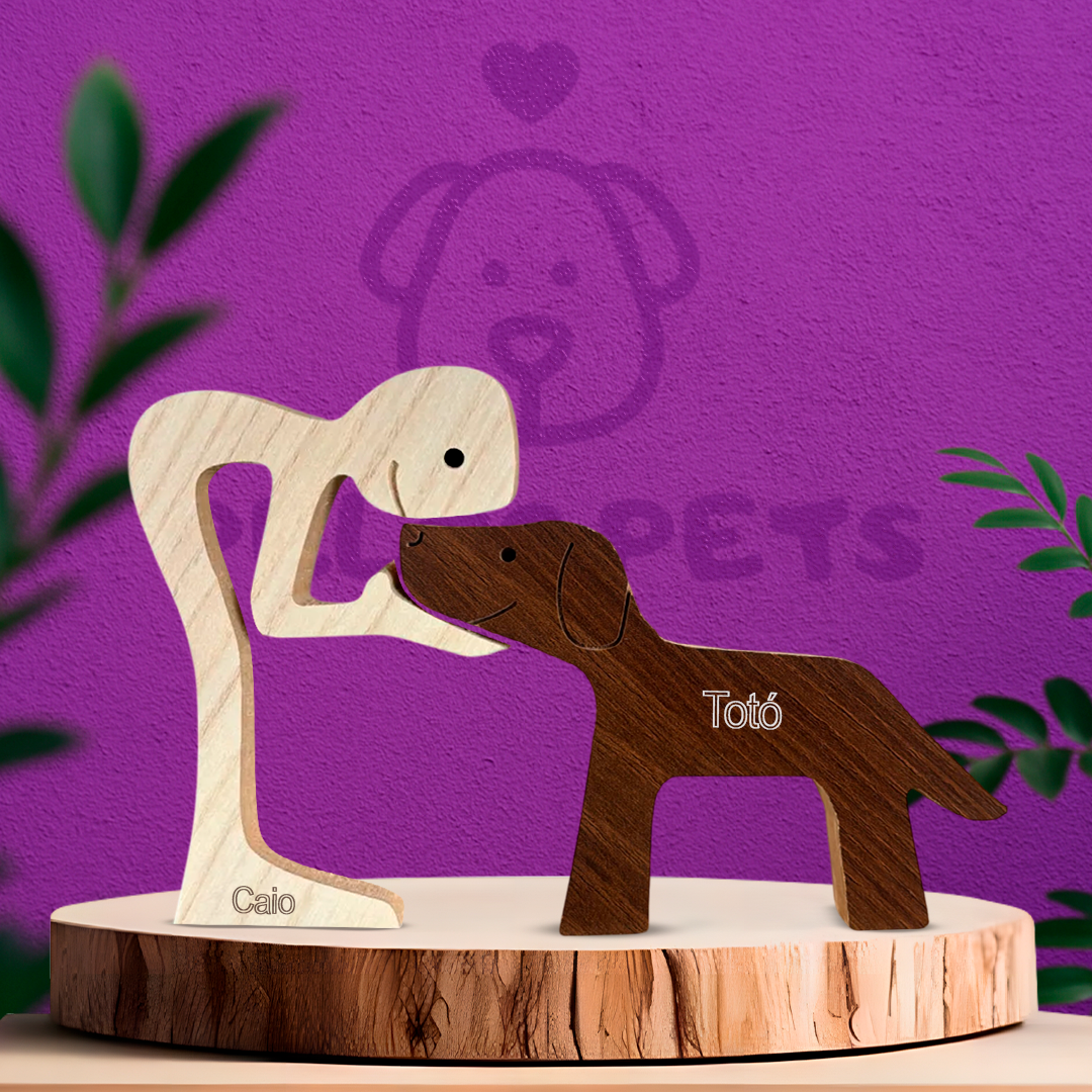 Human and Mutt Wood Sculpture