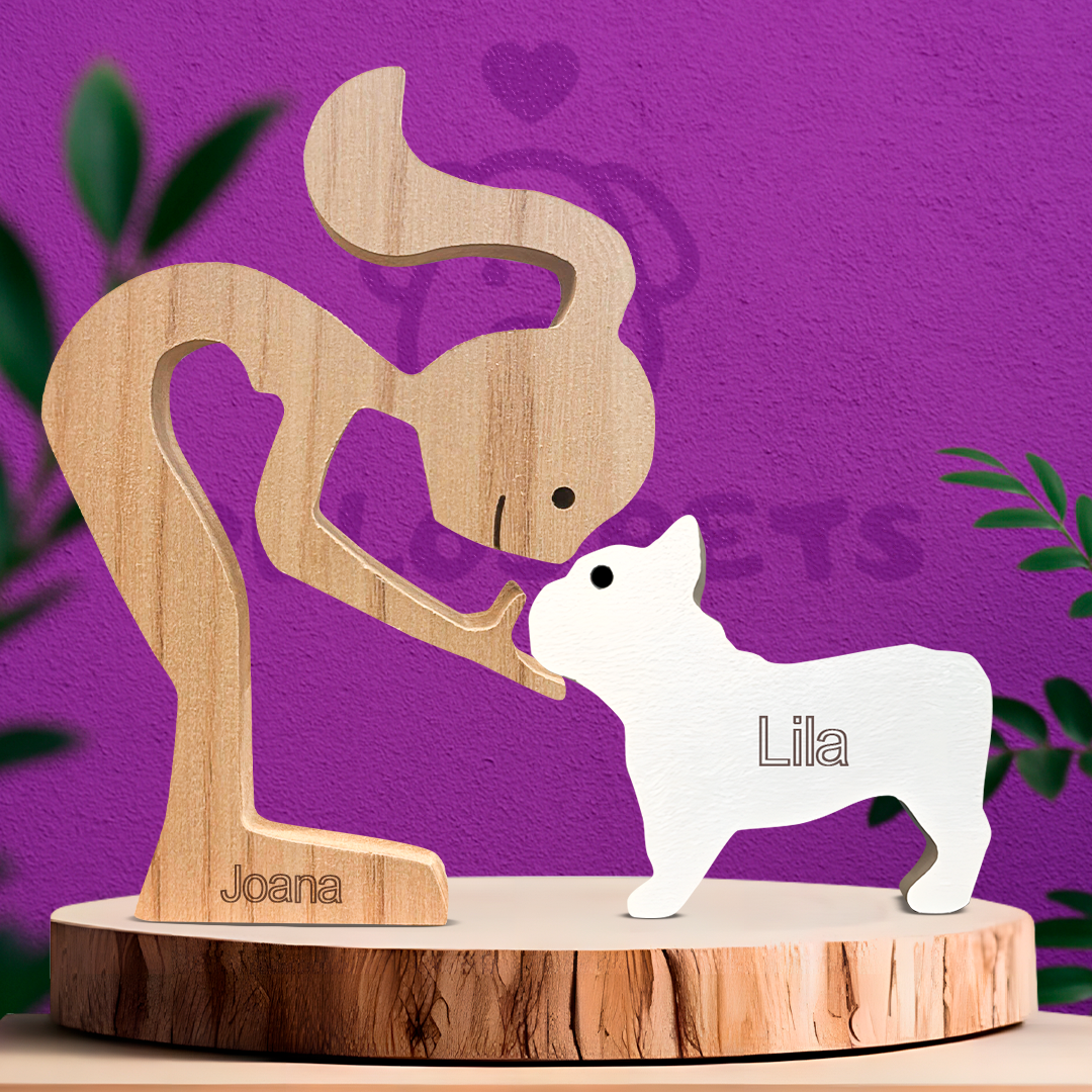 Escultura em Madeira Buldogue Francês