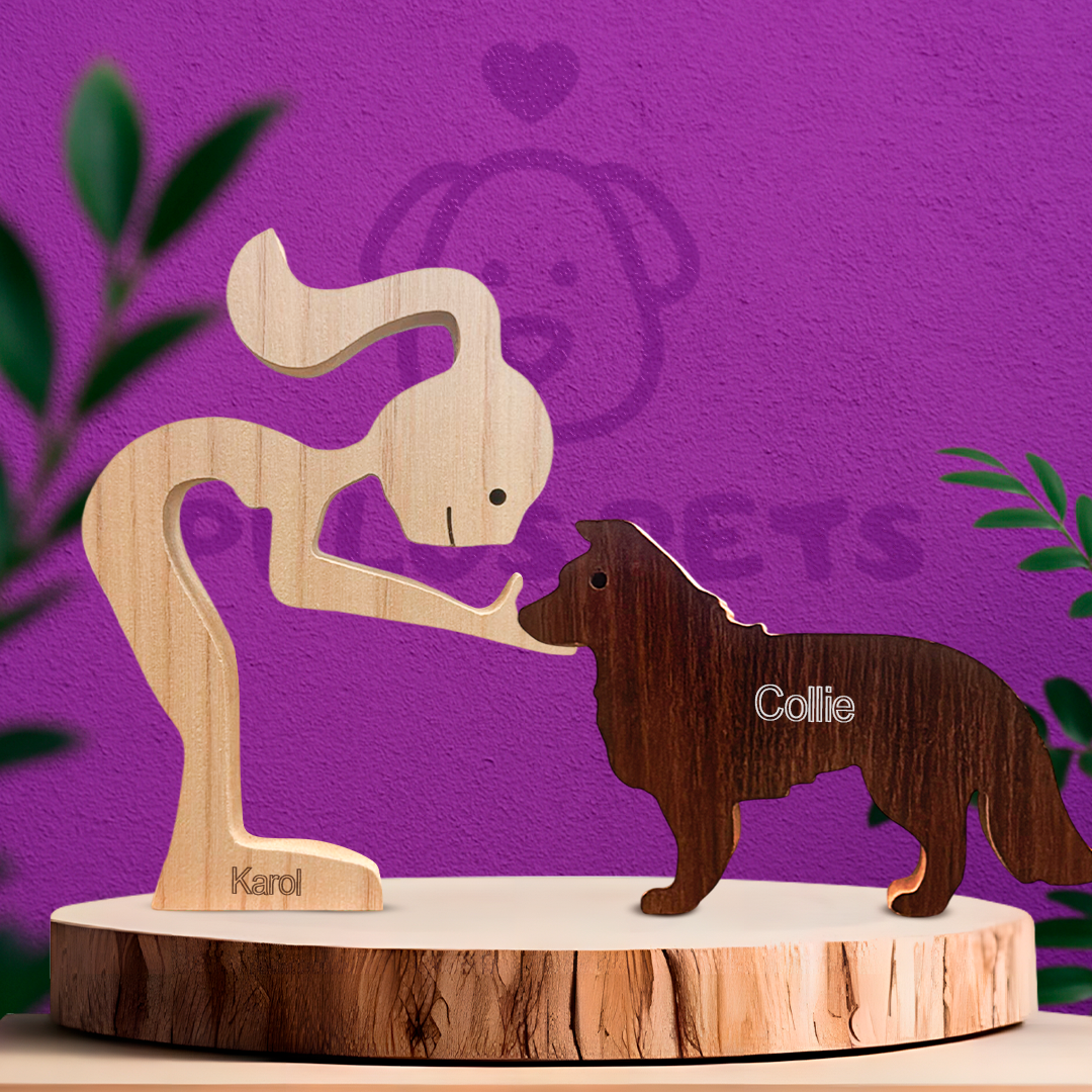 Escultura em Madeira Border Colie