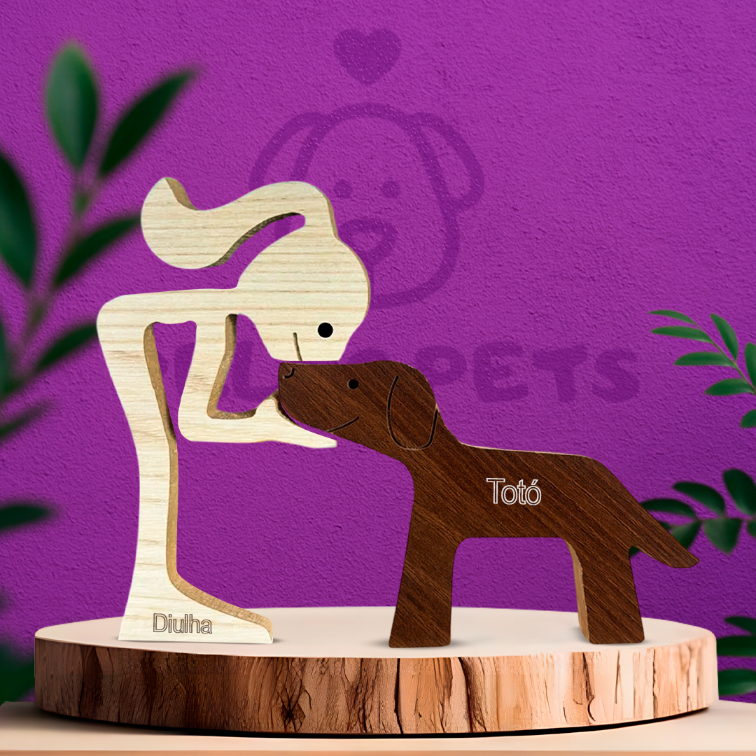 Human and Mutt Wood Sculpture