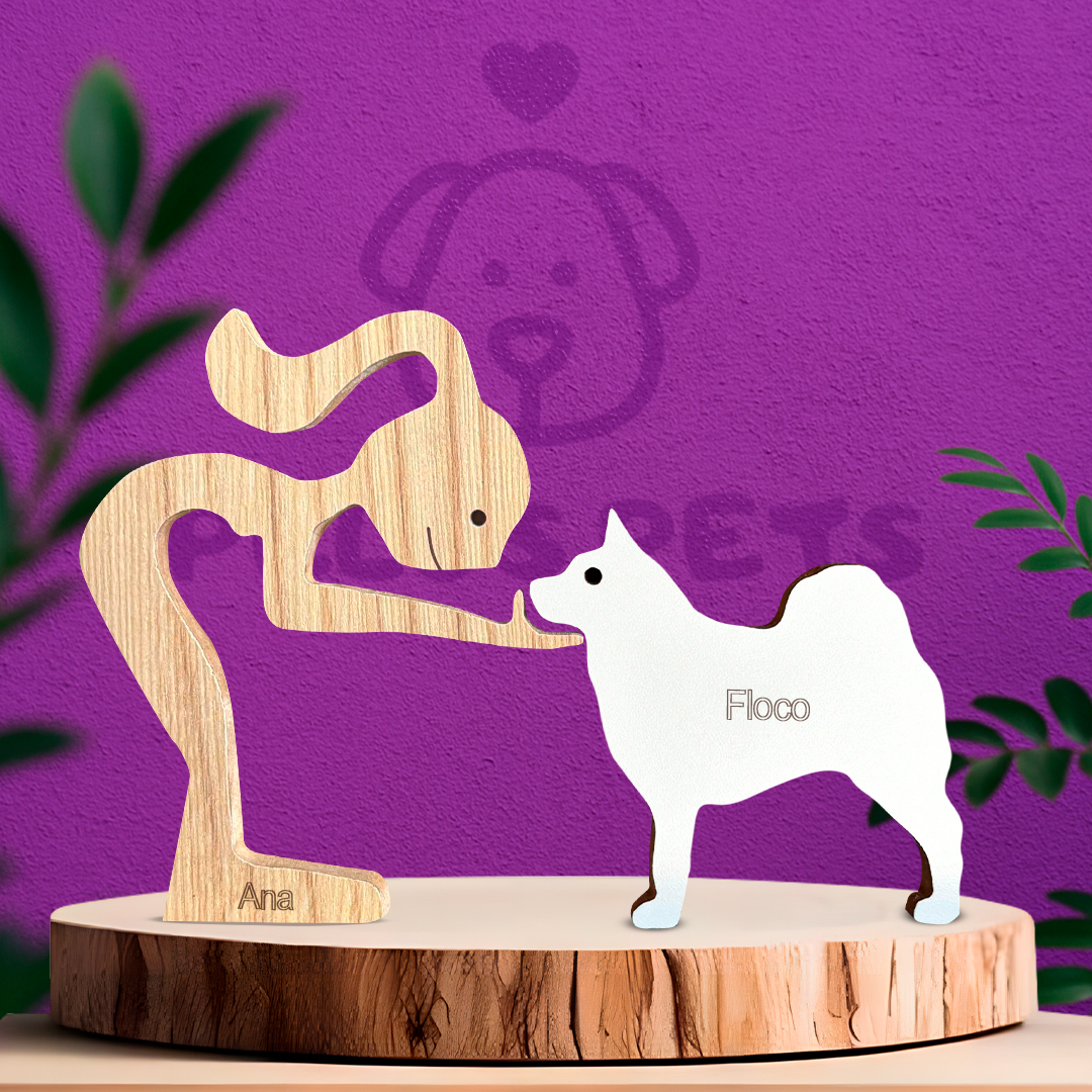 Escultura em Madeira Husky Siberiano