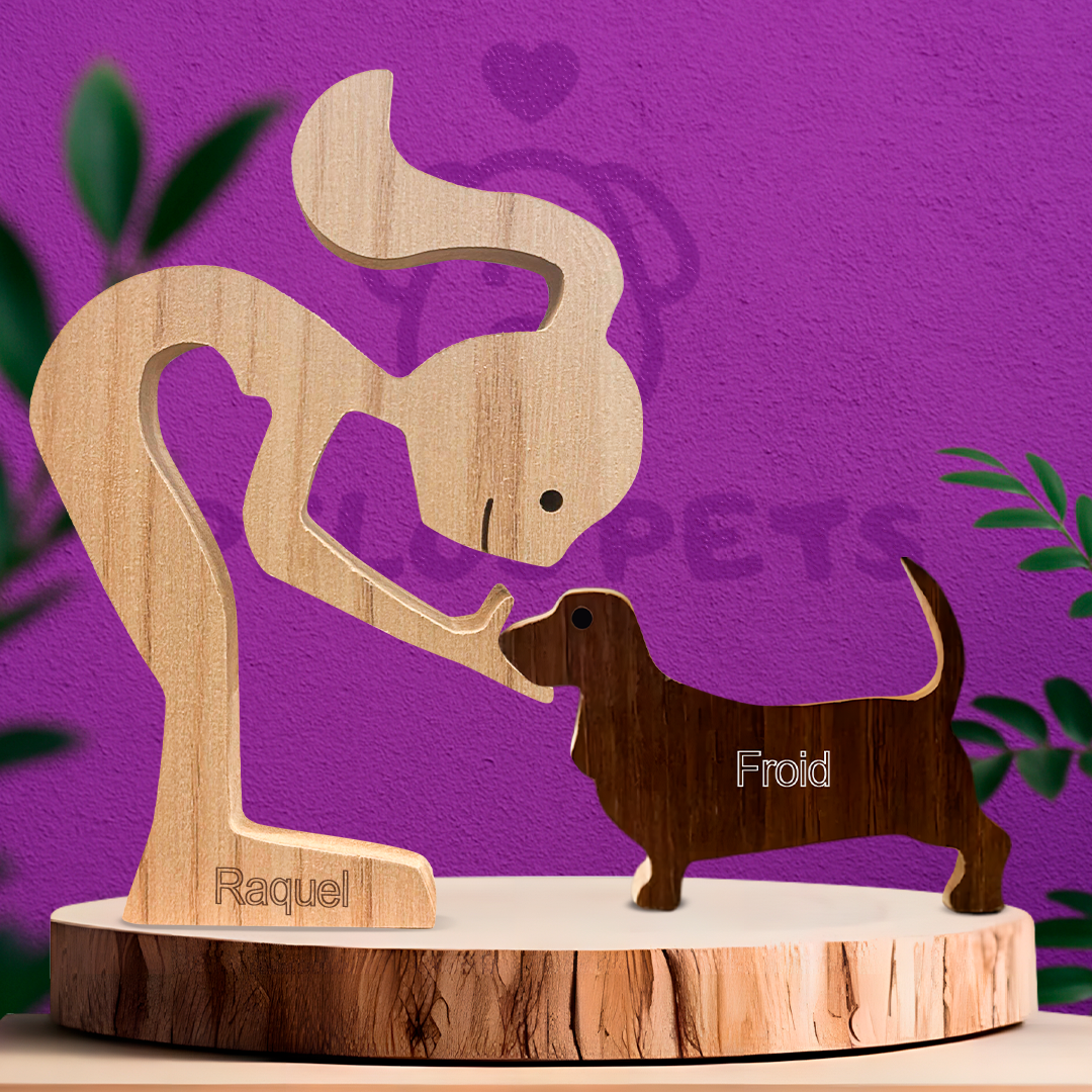 Escultura em Madeira Basset Hound