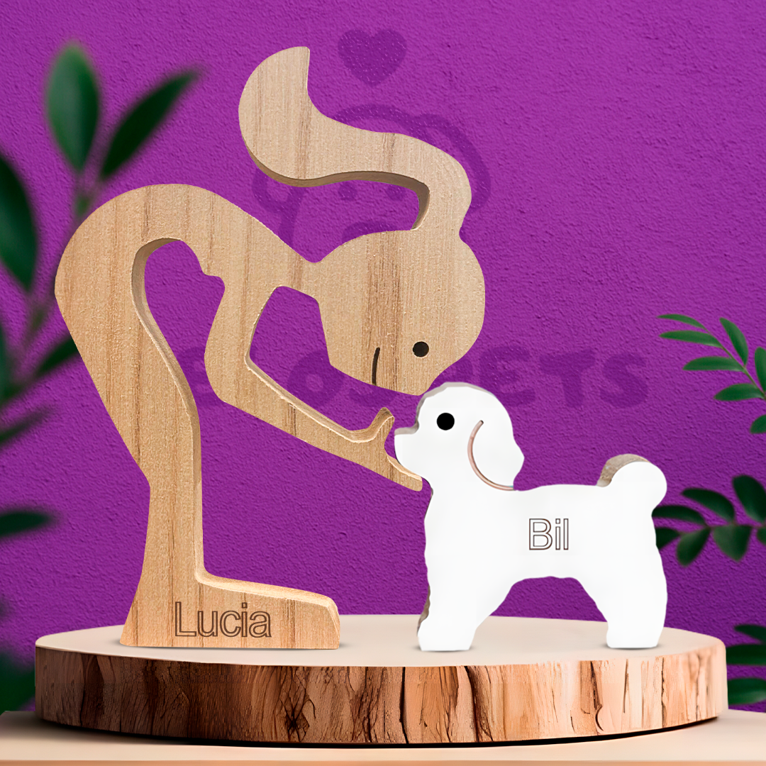 Escultura em Madeira Poodle