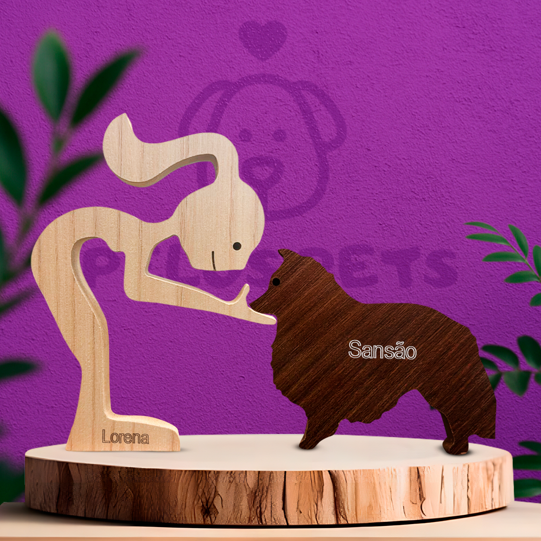 Escultura em Madeira Pastor Shetland