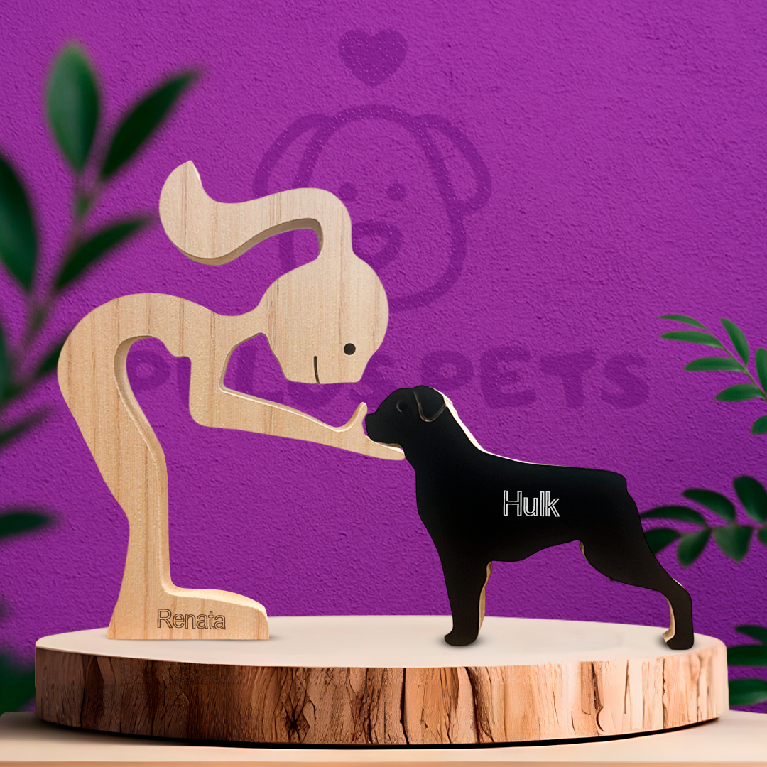 Human and Pet SRD Wood Sculpture