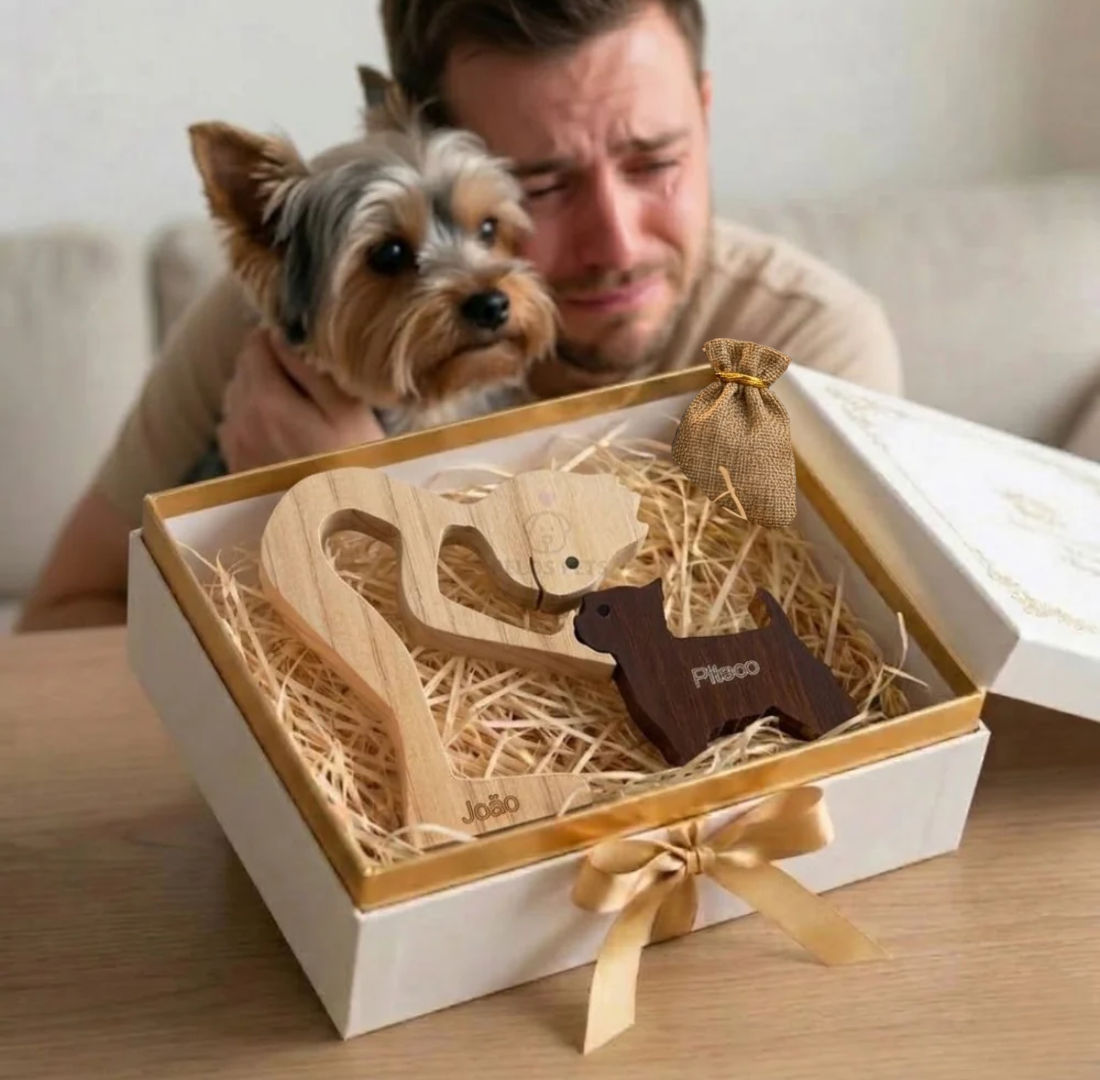 Escultura Personalizada Pet em Madeira MDF + Presente Misterioso