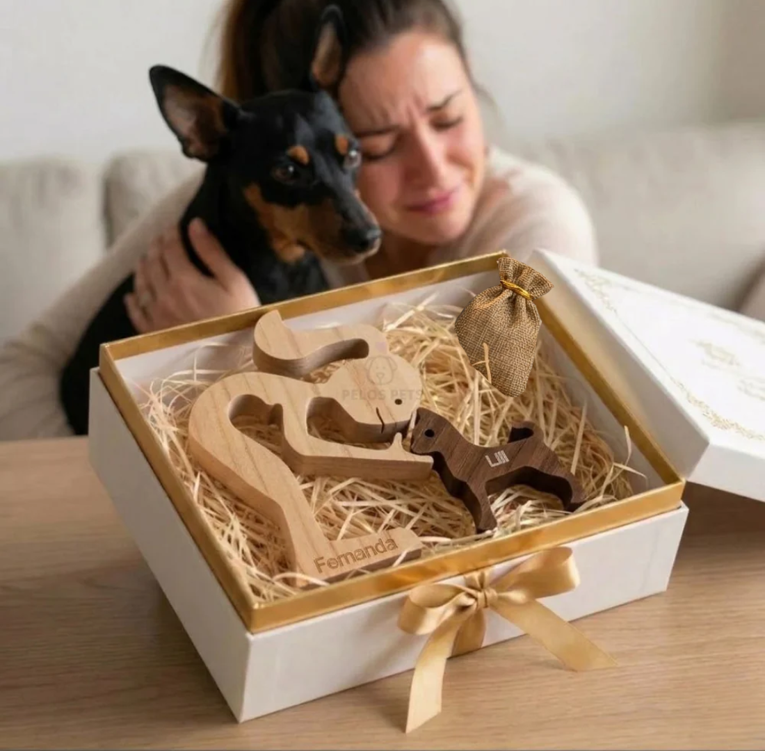Escultura Personalizada Pet em Madeira MDF + Presente Misterioso