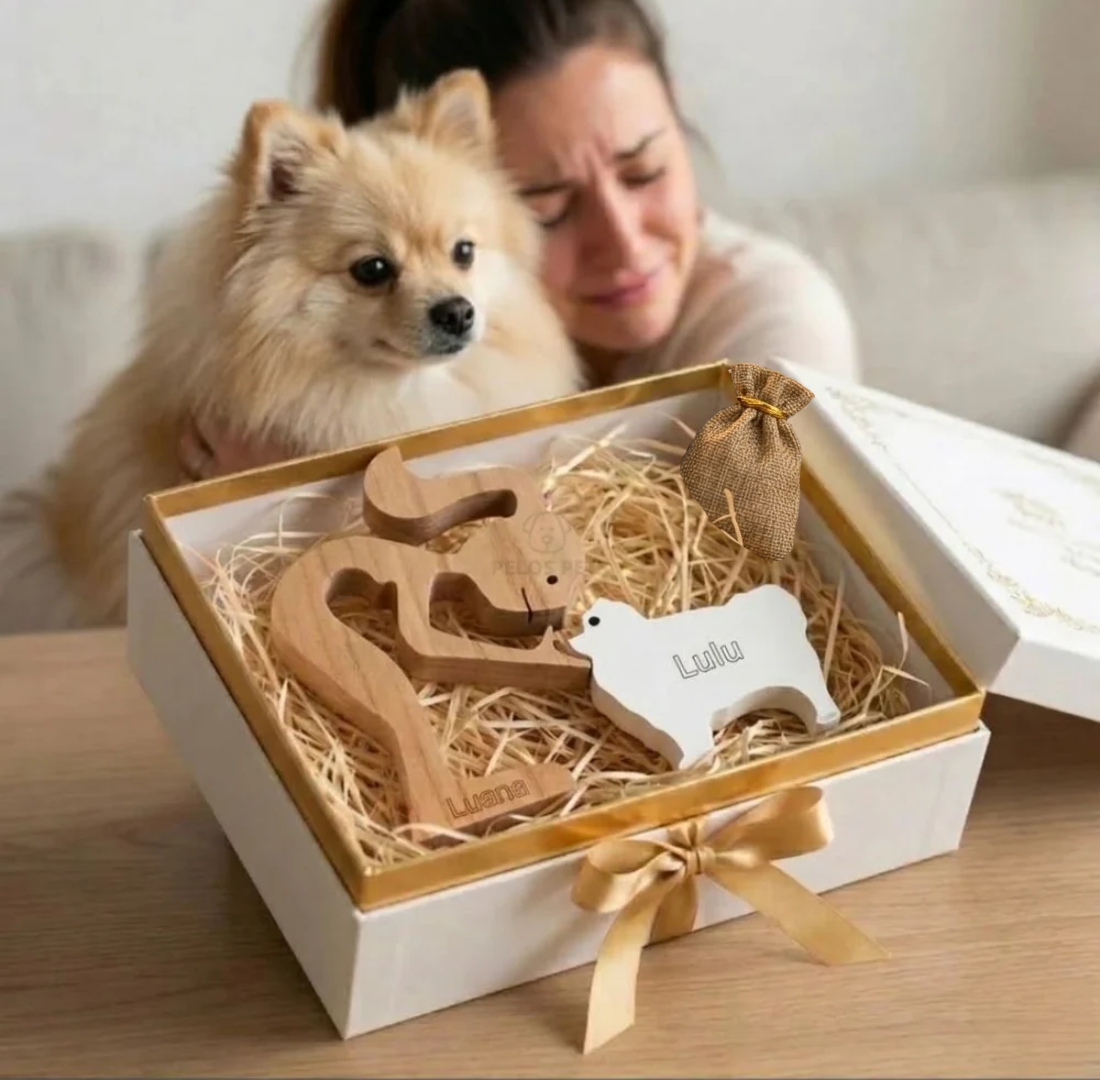Escultura Personalizada Pet em Madeira MDF + Presente Misterioso