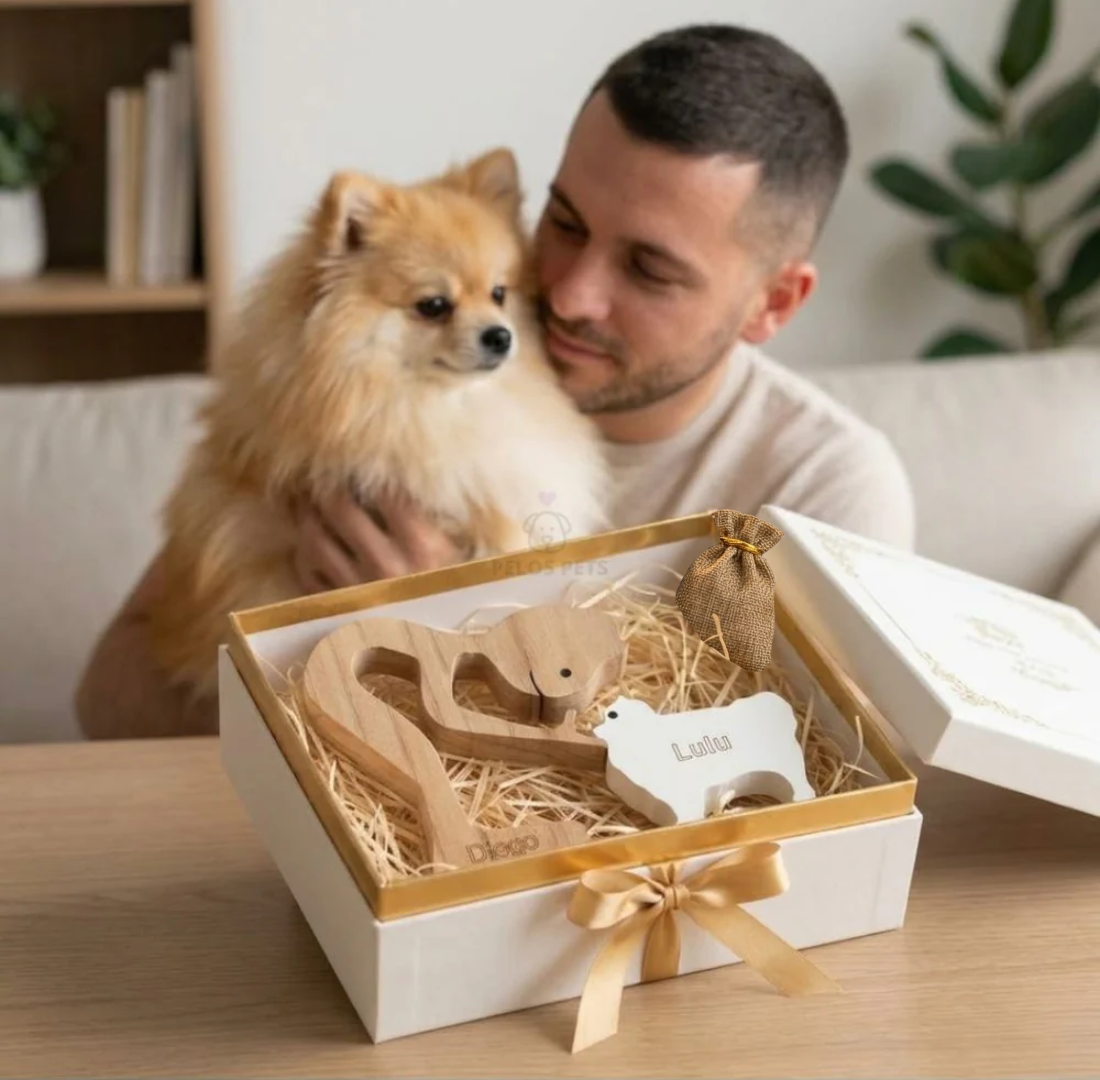 Escultura Personalizada Pet em Madeira MDF + Presente Misterioso