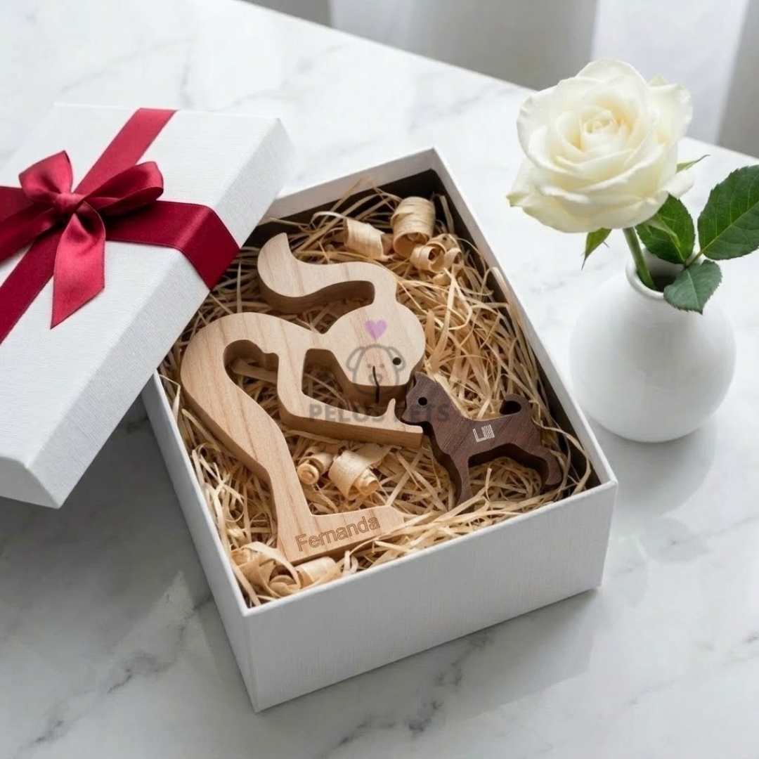 Escultura Personalizada Pet em Madeira MDF Presente Item Decorativo ao Cachorro ou Gato (Nomes Inclusos por nossa conta)