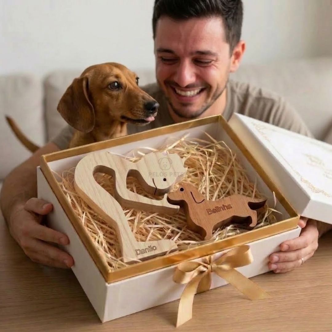 Escultura Personalizada Pet em Madeira MDF Presente Item Decorativo ao Cachorro ou Gato (Nomes Inclusos por nossa conta)