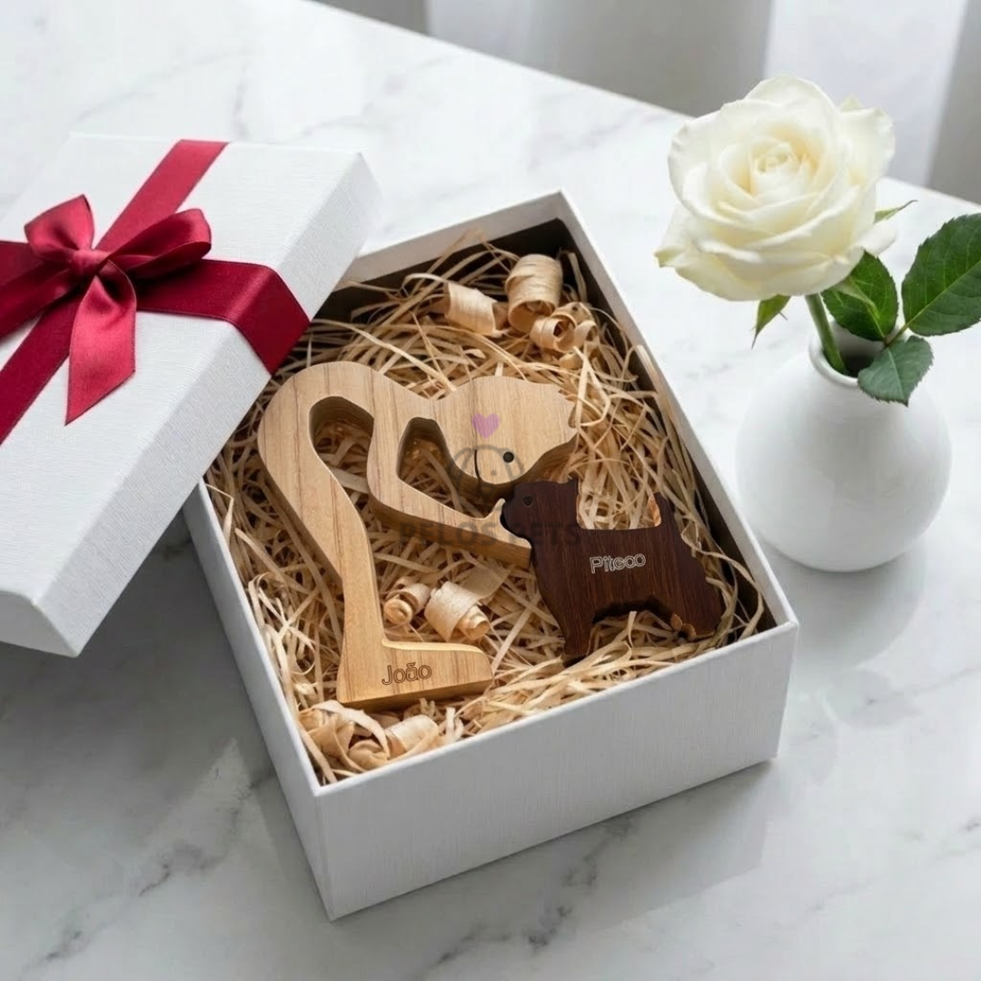 Escultura Personalizada Pet em Madeira MDF Presente Item Decorativo ao Cachorro ou Gato (Nomes Inclusos por nossa conta)