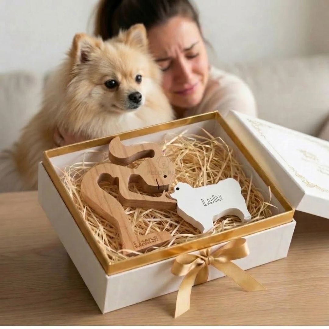 Escultura Personalizada Pet em Madeira MDF Presente Item Decorativo ao Cachorro ou Gato (Nomes Inclusos por nossa conta)
