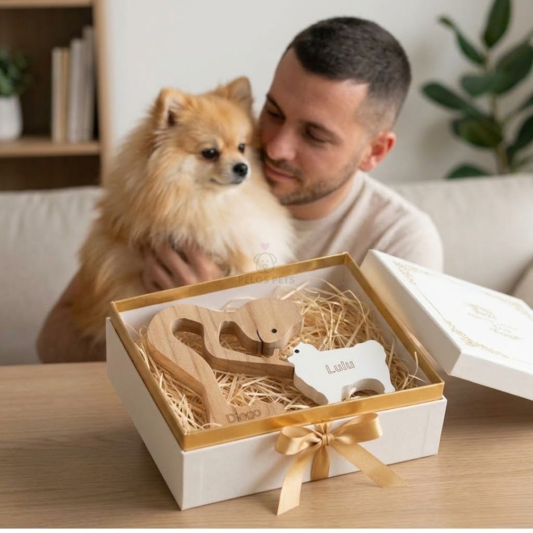 Escultura Personalizada Pet em Madeira MDF Presente Item Decorativo ao Cachorro ou Gato (Nomes Inclusos por nossa conta)