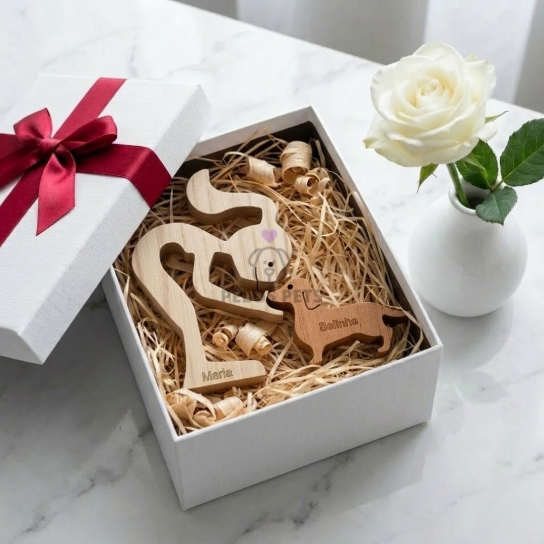 Escultura Personalizada Pet em Madeira MDF Presente Item Decorativo ao Cachorro ou Gato (Nomes Inclusos por nossa conta)