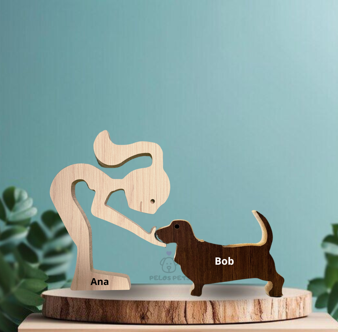 Escultura em Madeira Basset Hound