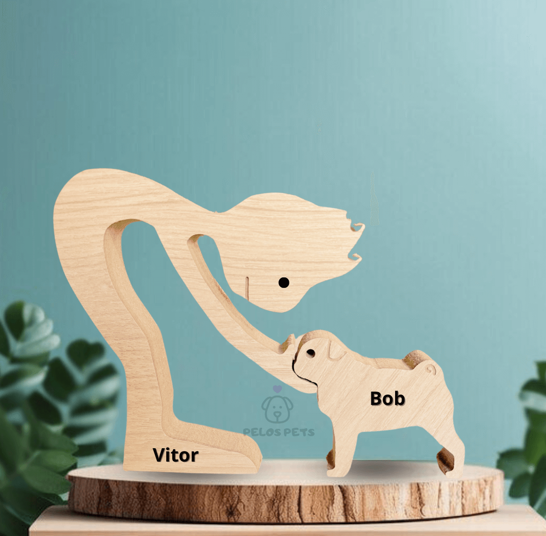 Escultura em Madeira Pug