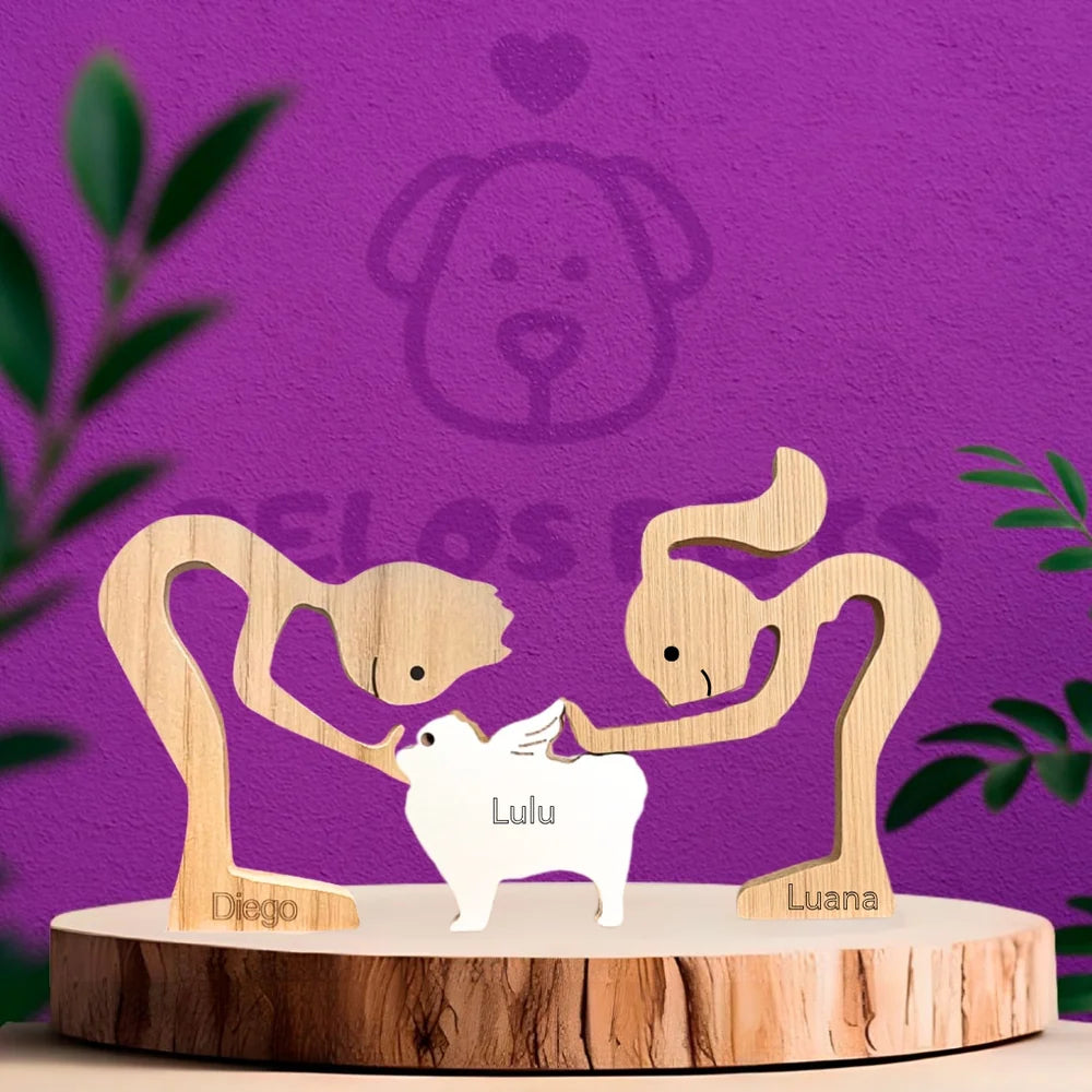 German Spitz Wood Sculpture