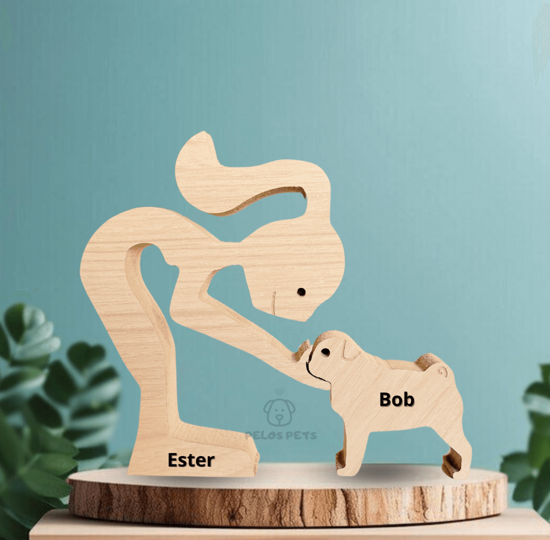Escultura em Madeira Pug