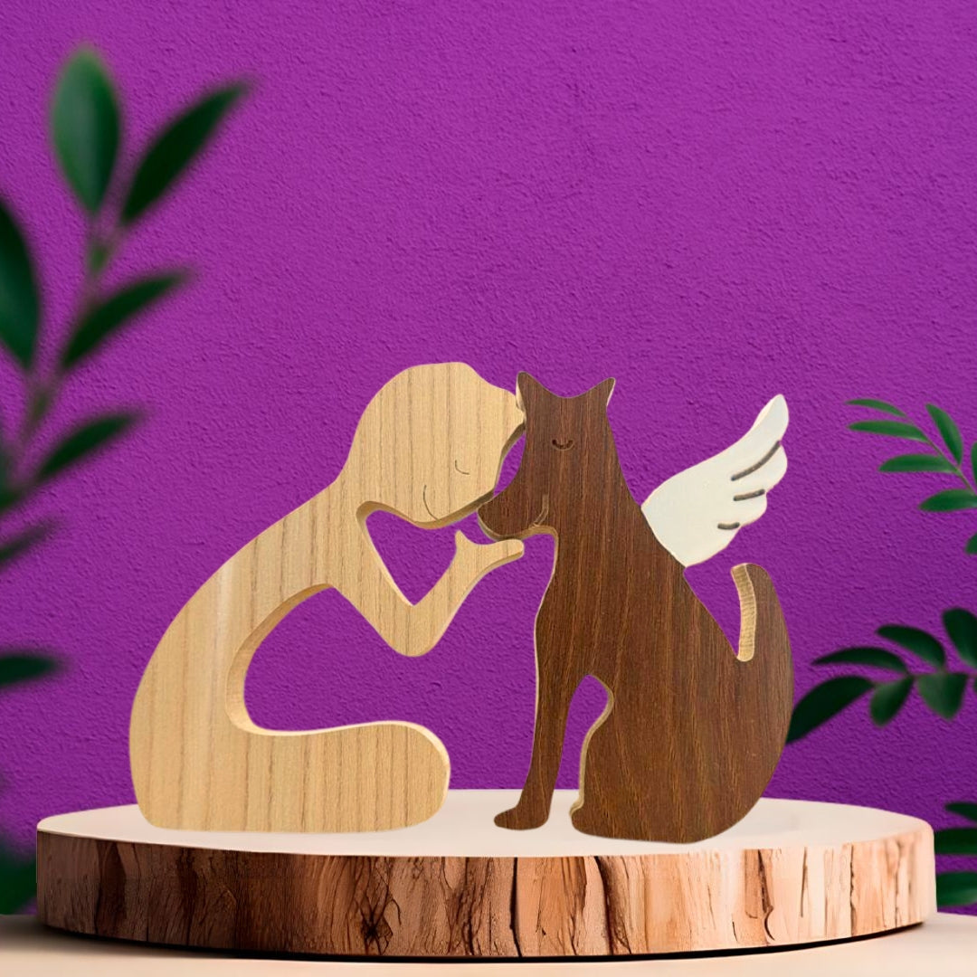 Escultura em Madeira Anjinho de 4 Patas