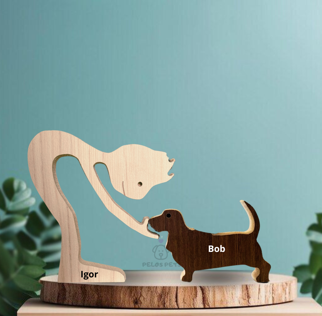 Escultura em Madeira Basset Hound
