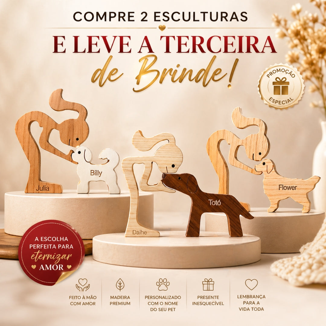Kit 3 Esculturas Humano e Pet Personalizadas COMPRE 2 LEVE 3