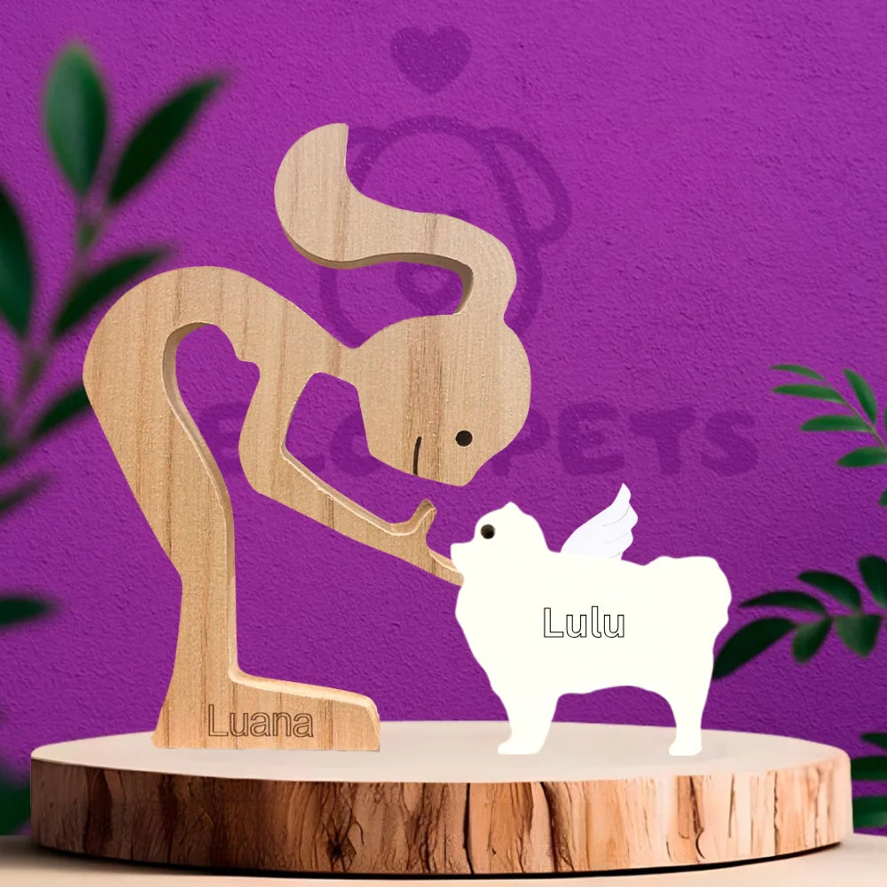 German Spitz Wood Sculpture
