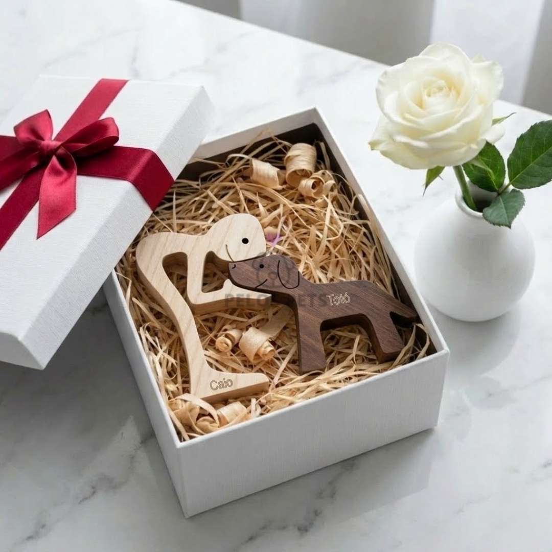 Escultura Personalizada Pet em Madeira MDF Presente Item Decorativo ao Cachorro ou Gato (Nomes Inclusos por nossa conta)