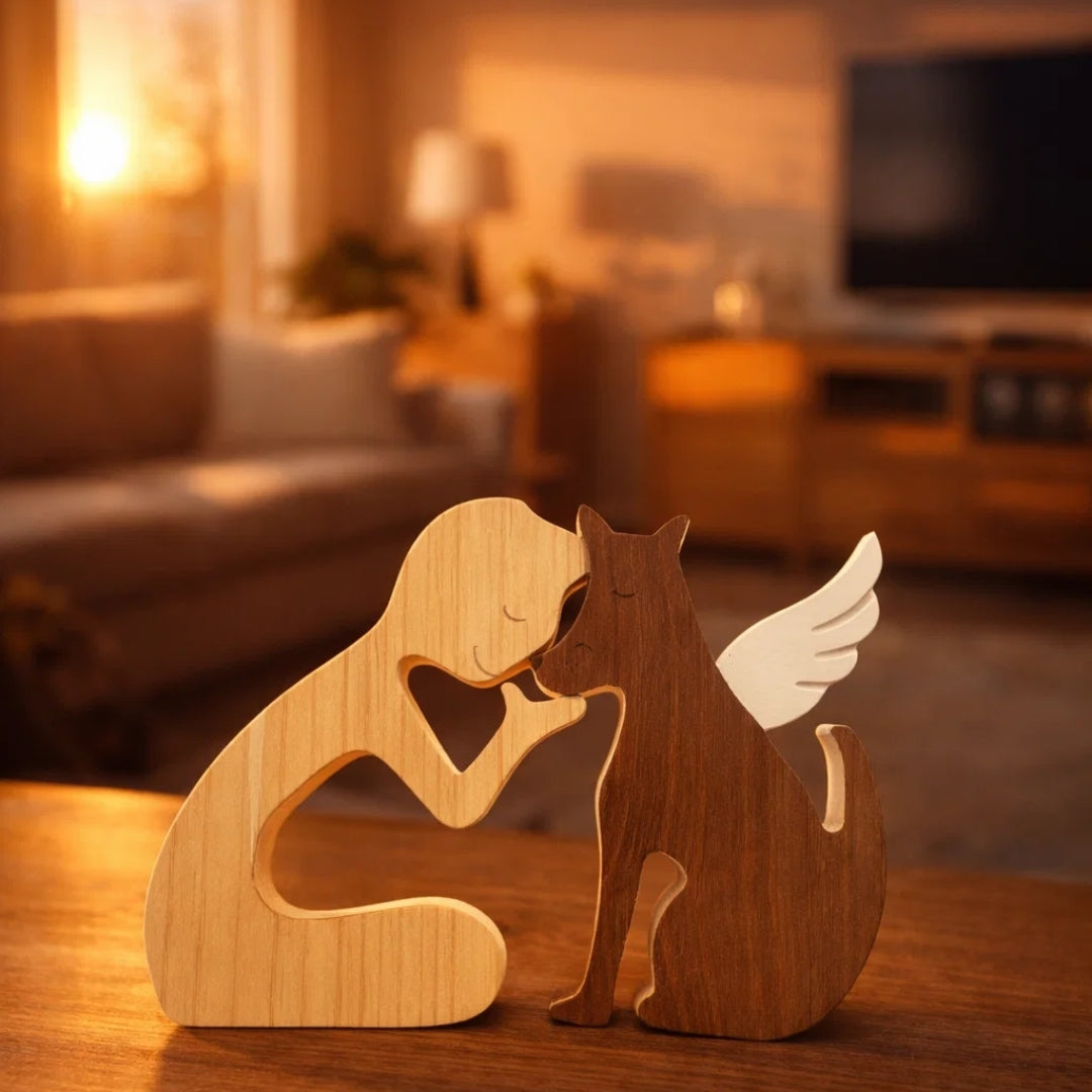 Escultura em Madeira Anjinho de 4 Patas