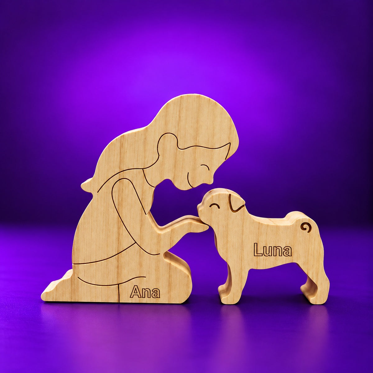 Escultura em Madeira Pug