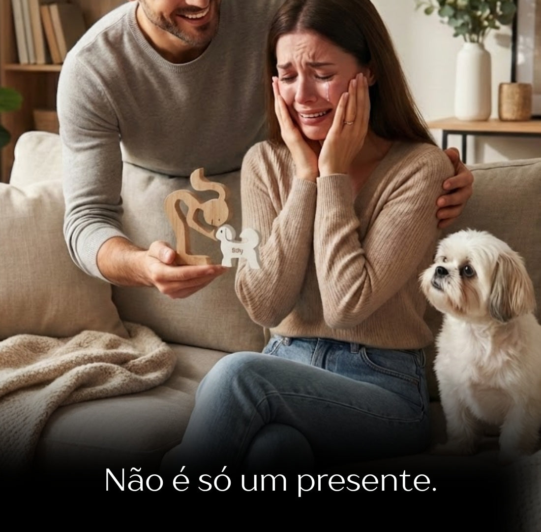 Escultura Personalizada Pet em Madeira MDF Presente Item Decorativo ao Cachorro ou Gato (Nomes Inclusos por nossa conta)