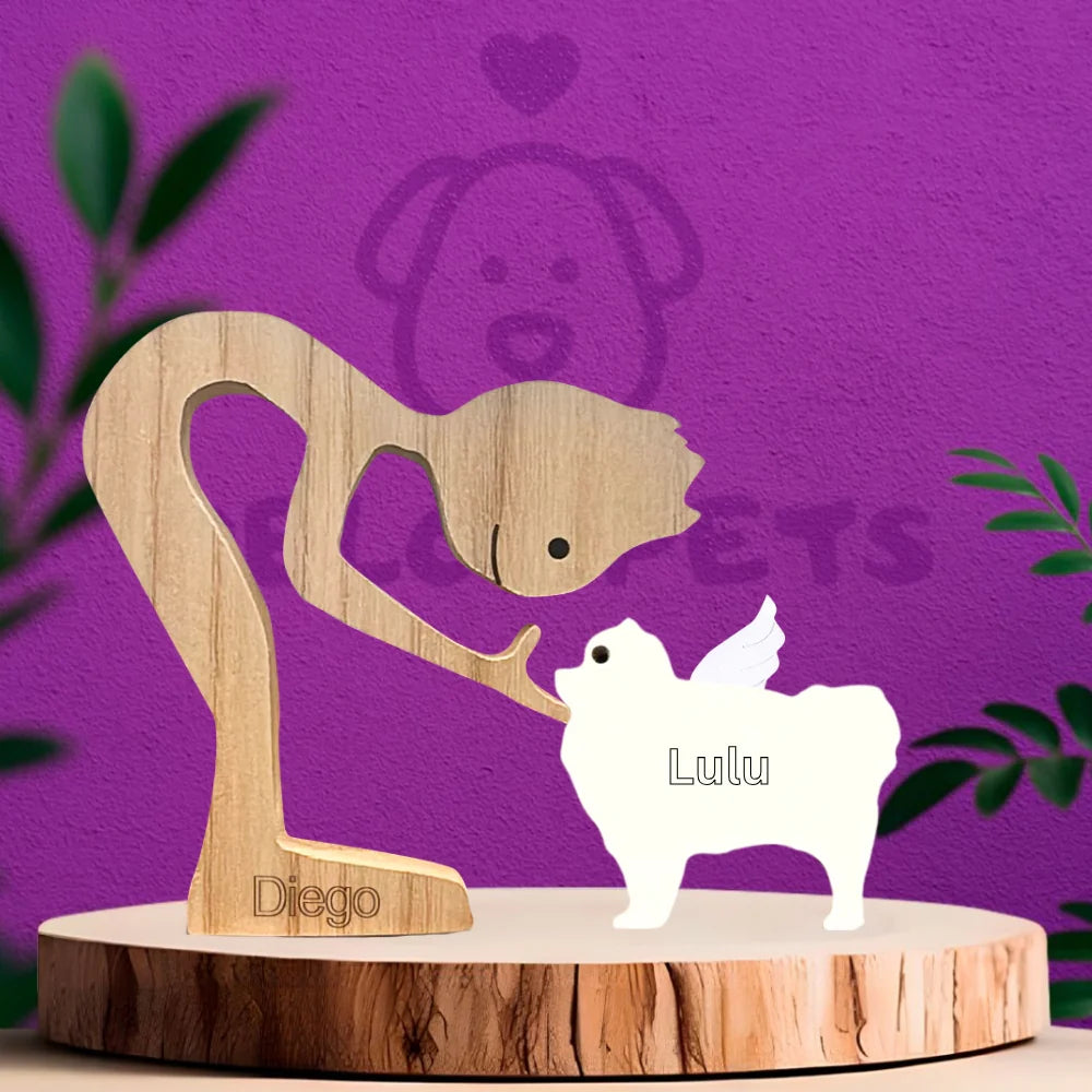 German Spitz Wood Sculpture