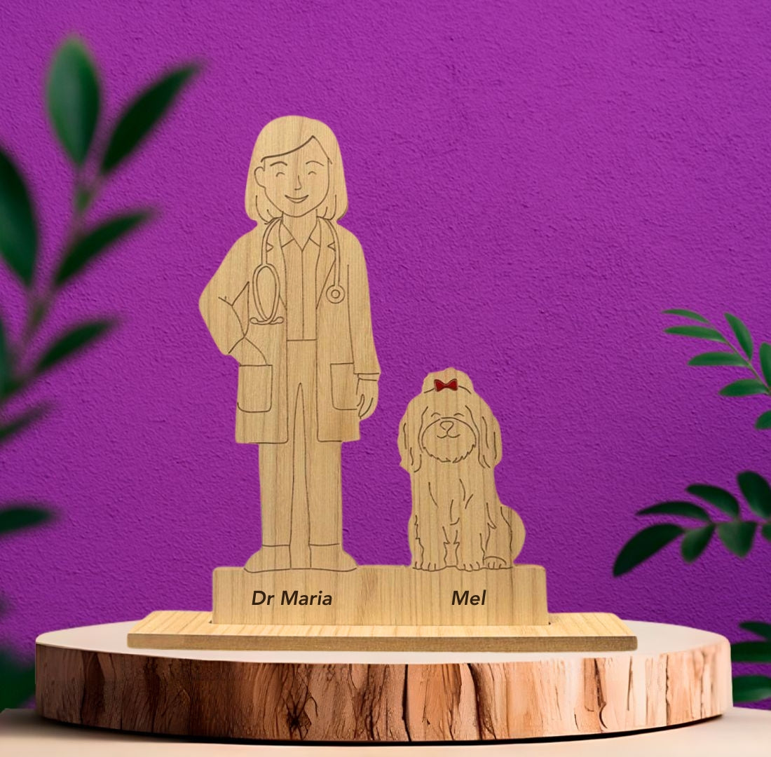 Presente Veterinário Personalizado Mdf Com Nome E Raça Pet