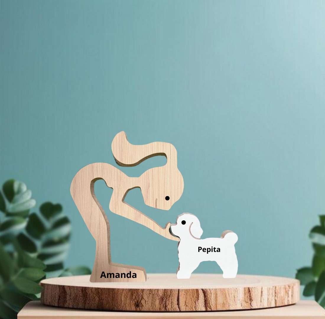 Escultura em Madeira Poodle